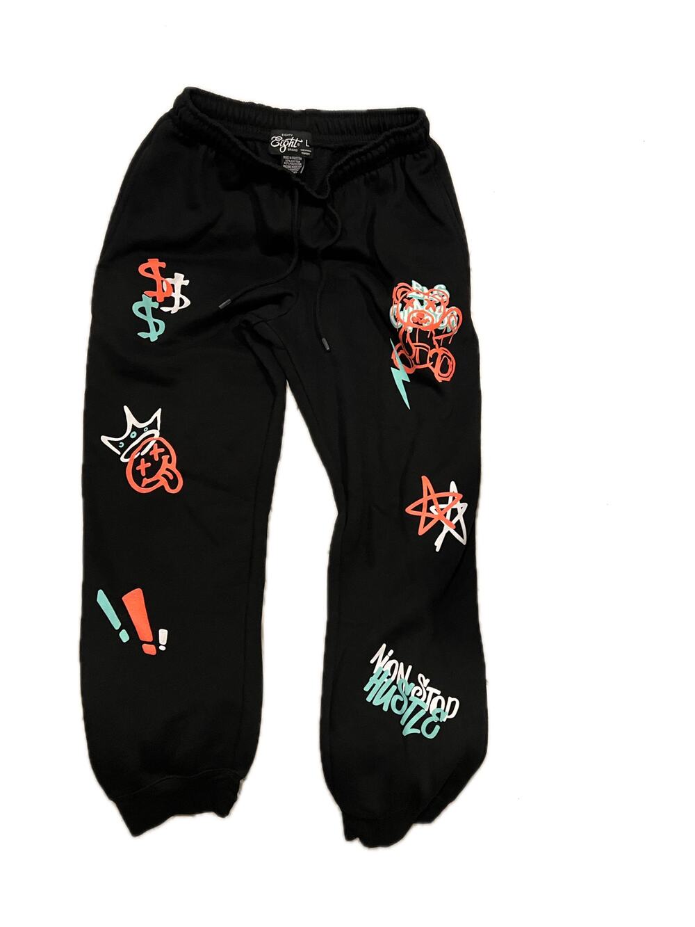 Eighty Eight Non Stop Hustle Black Cuffed Sweatpants Mens XL